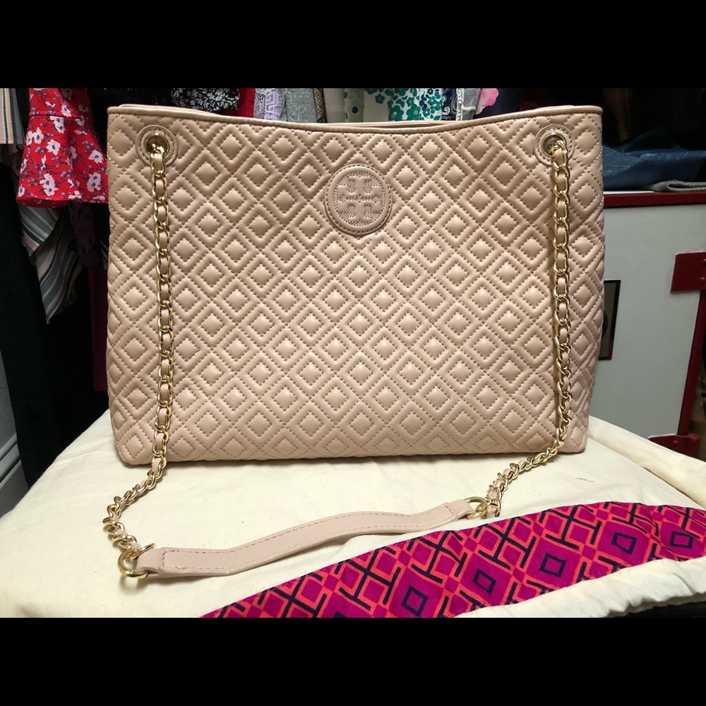 Tory Burch Quilted Leather Chain-Strap Handbag